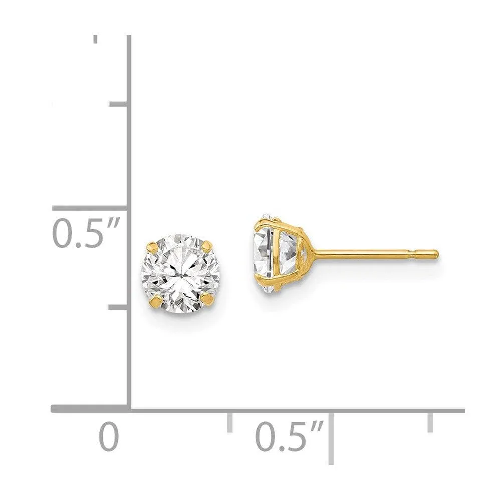 14k 5mm Round CZ Post Earrings