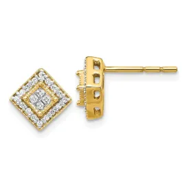 14K Gold Polished Diamond Post Earrings