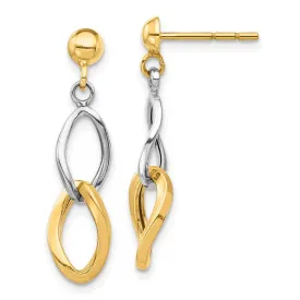 14K Two-tone Dangle Post Earrings