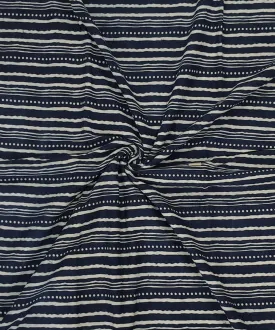 2.5m Blue handblock printed cotton stripes kurta material