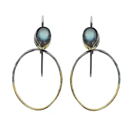 Austin Titus Labradorite Gold Silver Oval Hoop Earrings