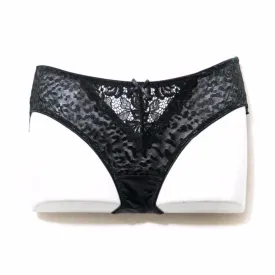 Black Net Lace Cotton Underwear For Women