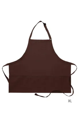 Brown Deluxe Bib XL Adjustable Apron (3 Pockets)