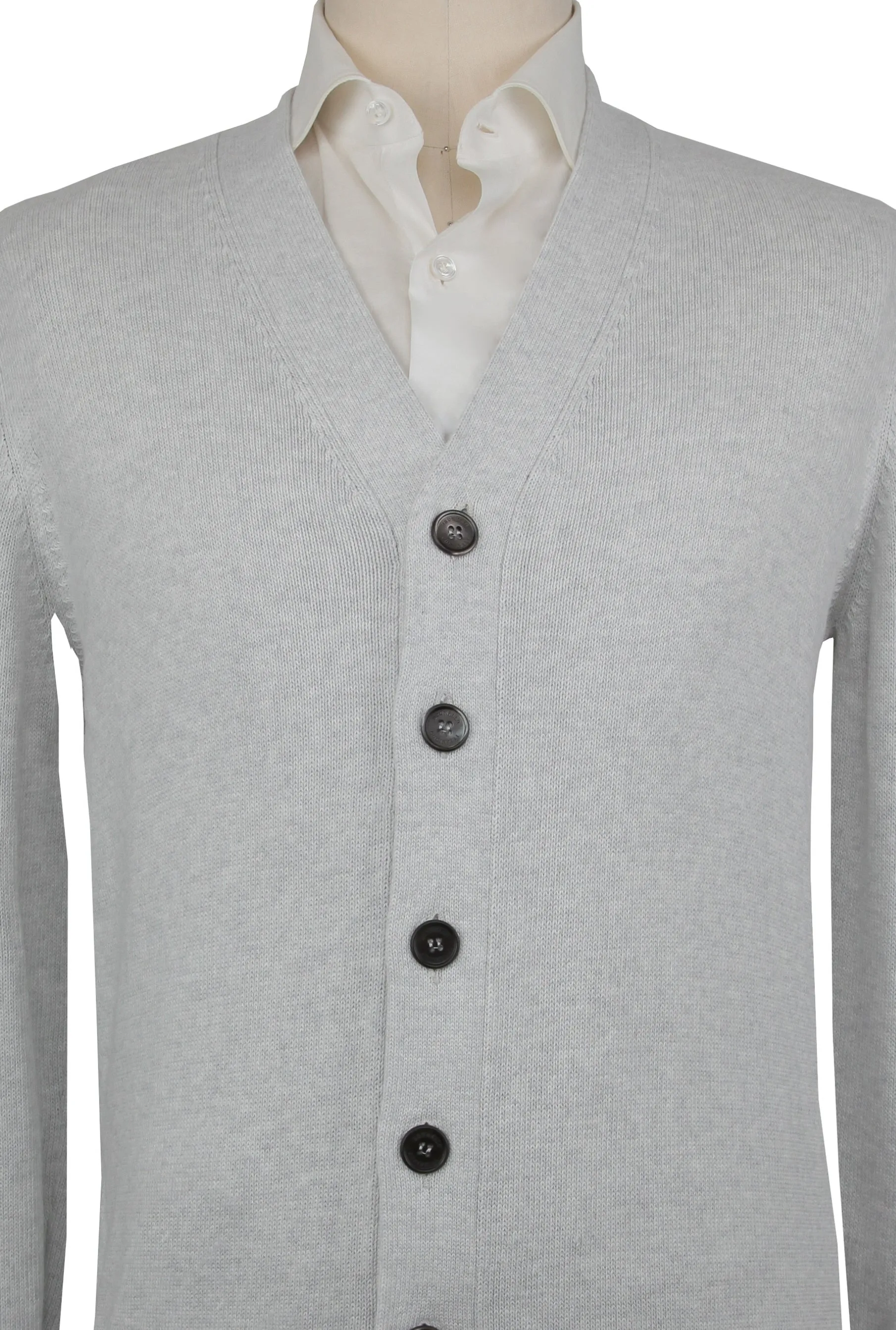 Brunello Cucinelli Light Gray V-Neck Cardigan