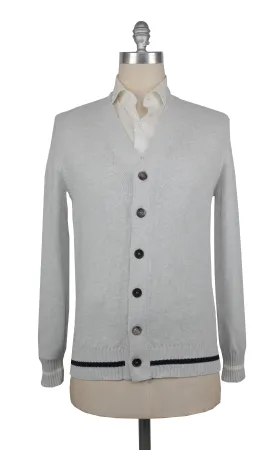 Brunello Cucinelli Light Gray V-Neck Cardigan