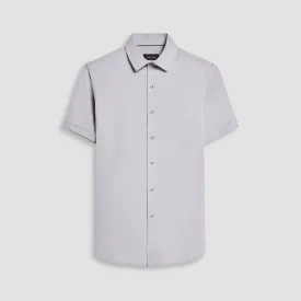 Bugatchi Ooohcotton Miles Short Sleeve Sport Shirt - Silver