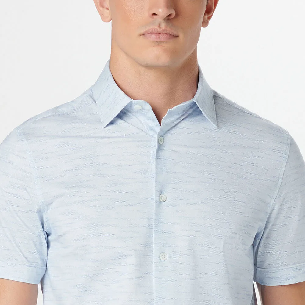 Bugatchi Ooohcotton Miles Solid Texture Short Sleeve Sport Shirt - Sky