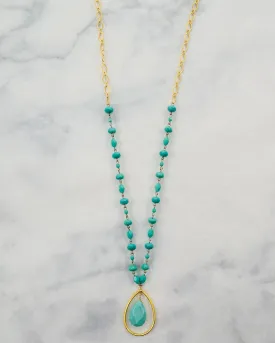 Canoncito Long Turquoise Crystal Linkage Necklace