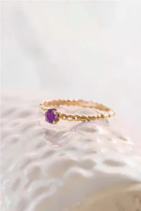 Caviar ~ Solitaire Birthstone Ring in Gold