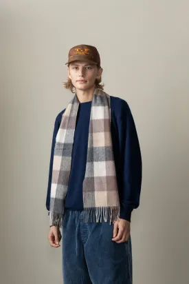 Checkers Lambswool Scarf - Natural