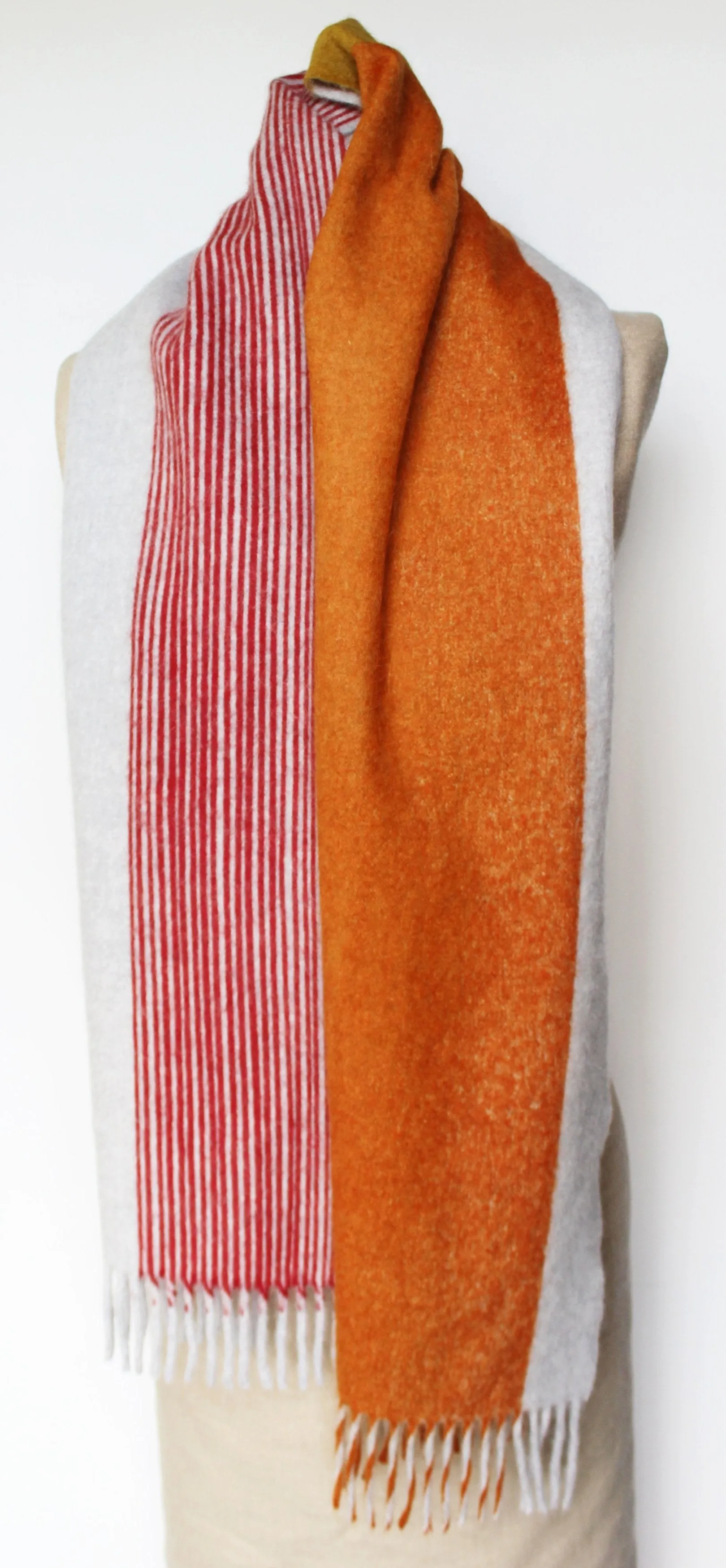 Colour Block hand printed Angora Wool scarf - Staffa 4 menswear and womenswear