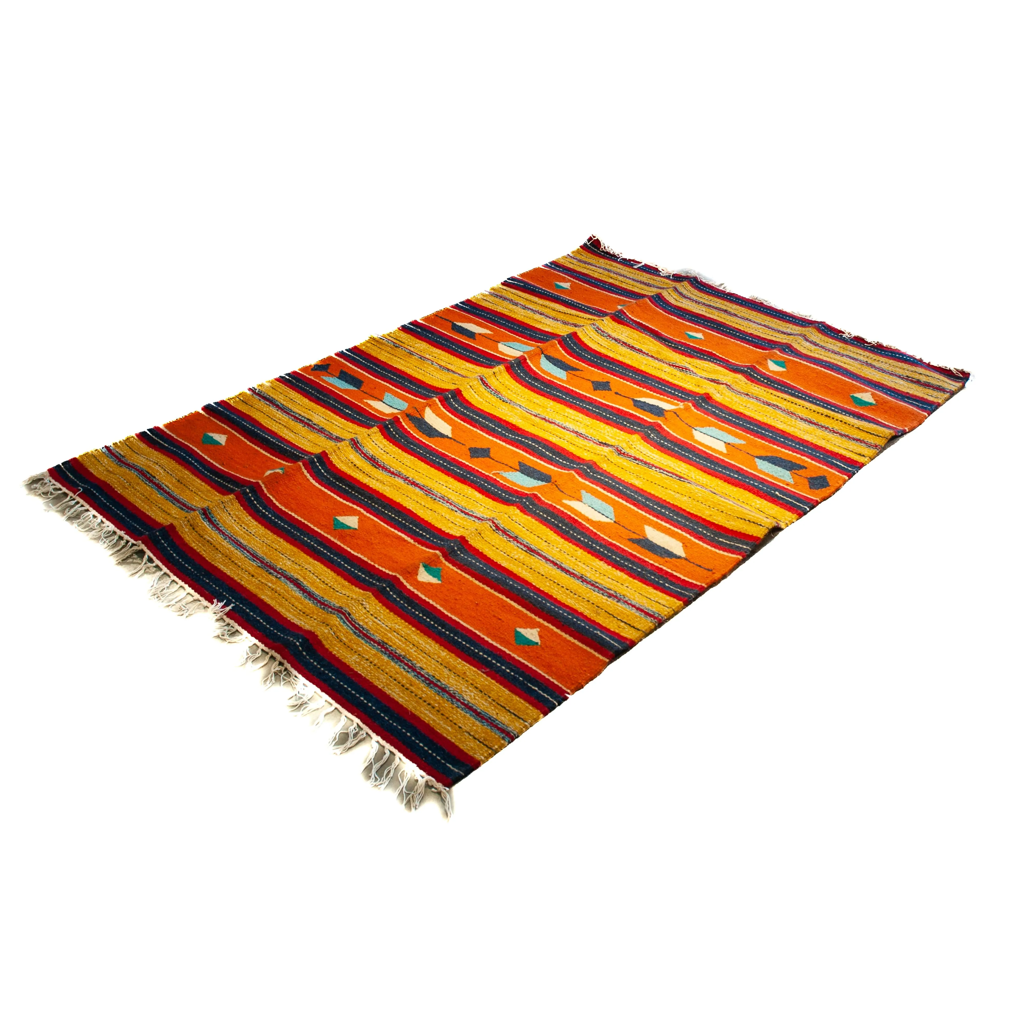 Egyptian Cotton Kilim - 2 M x 1.5 M - Orange/Yellow