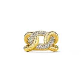 Eternity Interlocking Link Ring with Diamonds in 18K