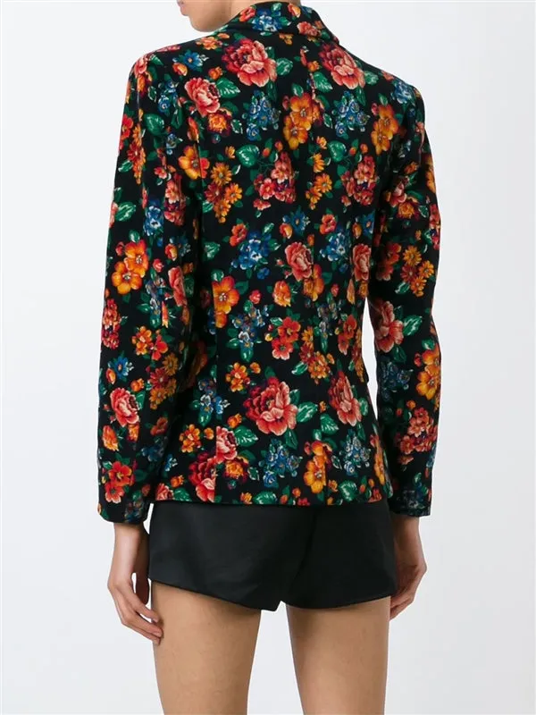 Floral Print Slim Fit Blazer