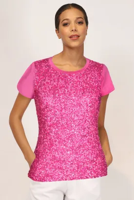 Fuschia Half Sleeve Contemporary Silk Sweater