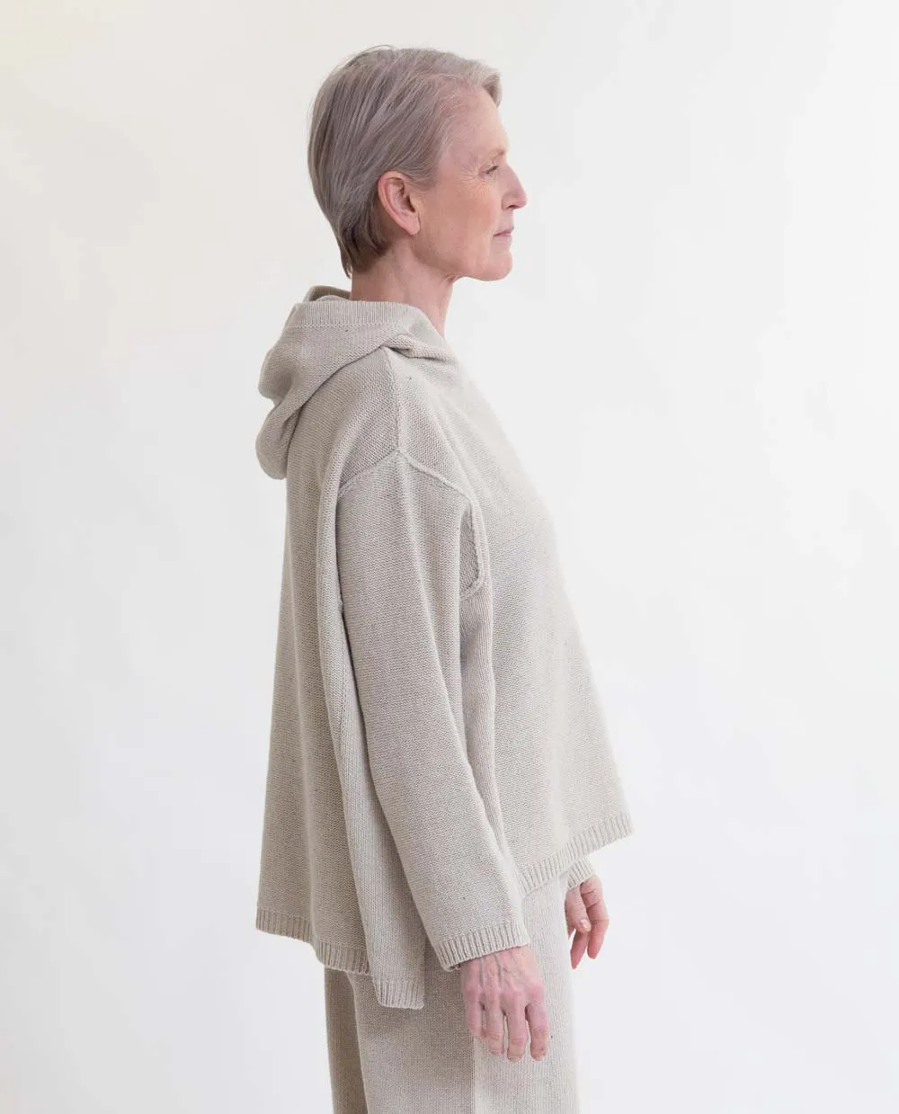 Geraldine Recycled Cotton and Wool Hoodie in Stone