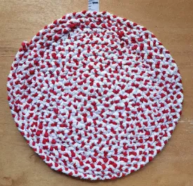 Handmade Coaster Place Mat Red White