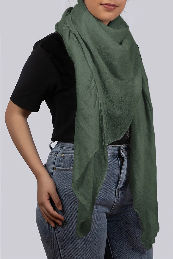 Handwoven Cashmere Scarf Shawl in Mineral Green