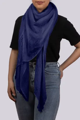 Handwoven Royal Blue Cashmere Scarf Shawl Wrap