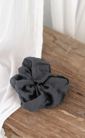 Jumbo Linen Scrunchie Charcoal