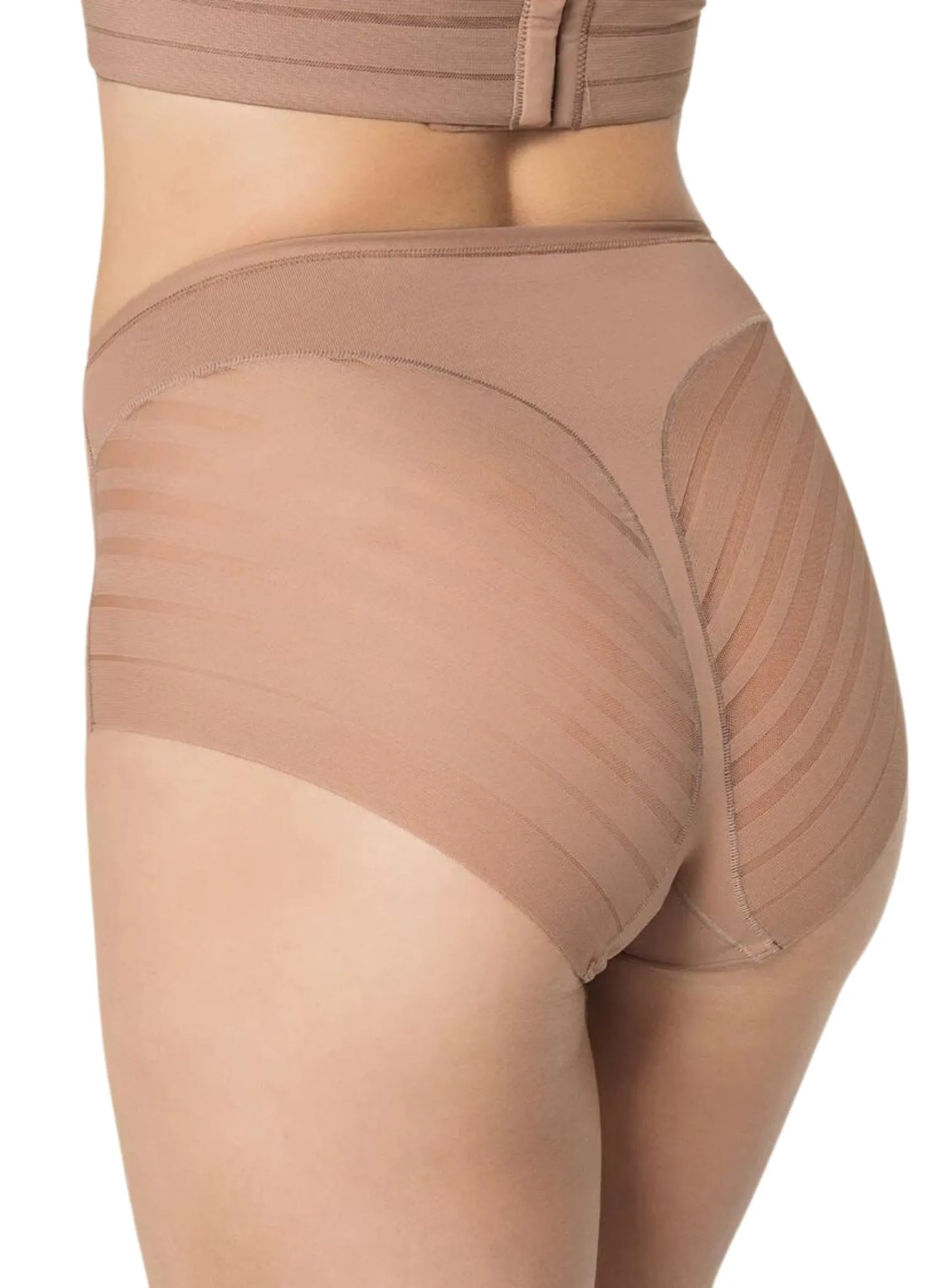 Lace Stripe Undetectable Classic Shaper Panty - Brown