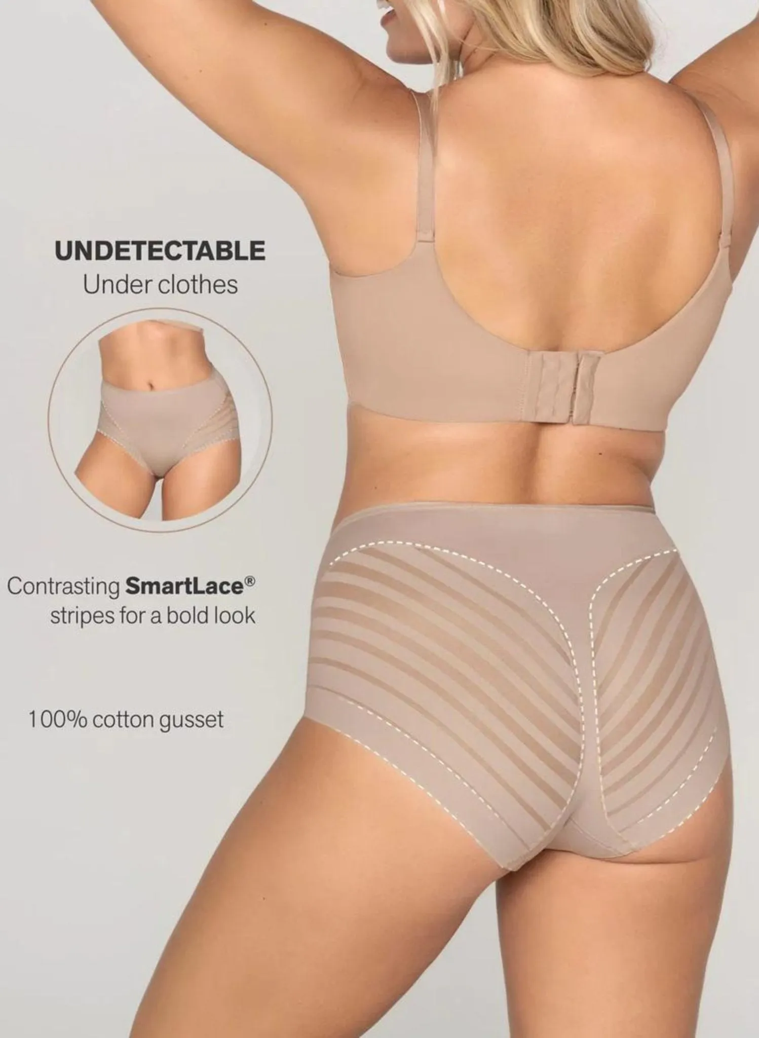 Lace Stripe Undetectable Classic Shaper Panty - Brown