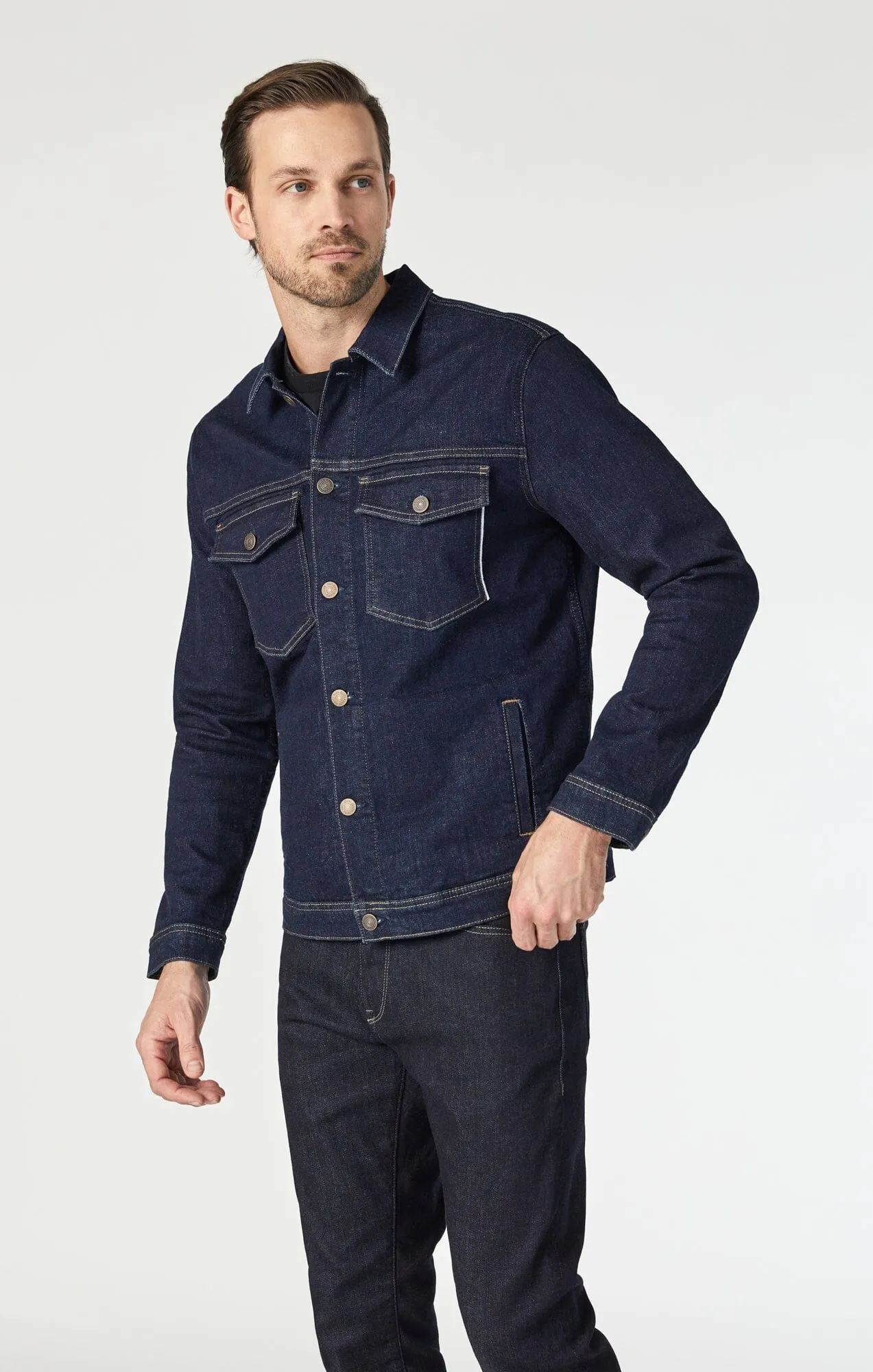 LORAN JACKET IN RINSE ORGANIC SELVEDGE