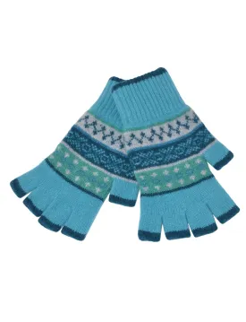 Marischal Fair isle fingerless gloves - Turquoise