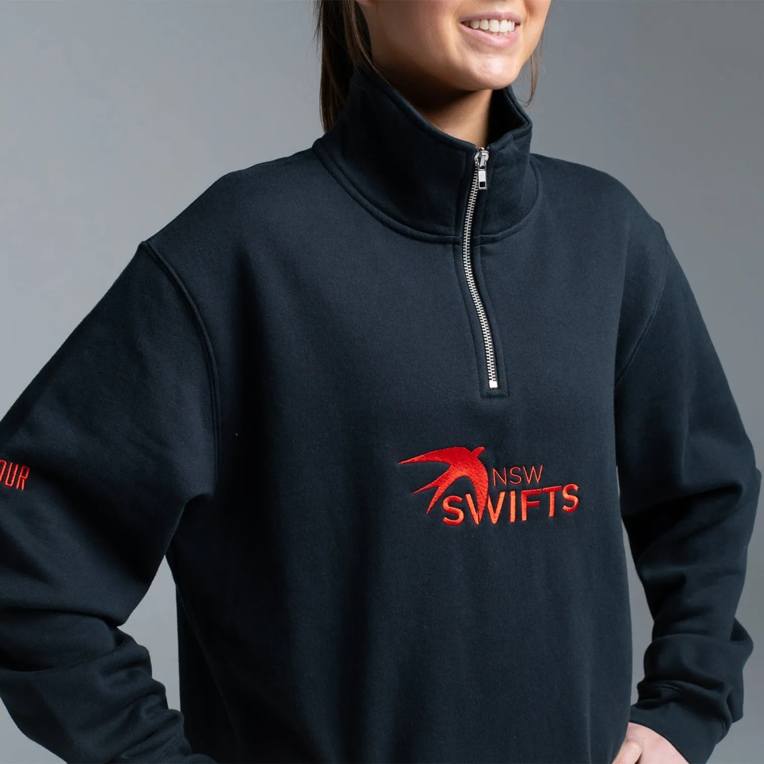 NSW Swifts Navy Half Zip Fleece Crew