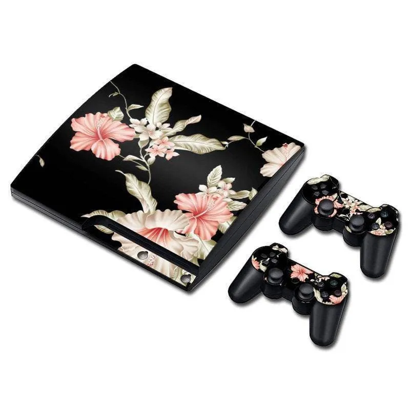 PS3 Slim Fat Super Slim 4000 Playstation 3 Console Skin Decal And 2 Controller Sticker Hibiscus