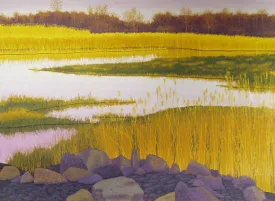 "Crane's Marsh" by Gordon Mortensen - Limited Edition Landscape Reduction Woodblock Print