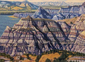 "Painted Canyon" - Reduction Woodcut Print on Paper by Gordon Mortensen