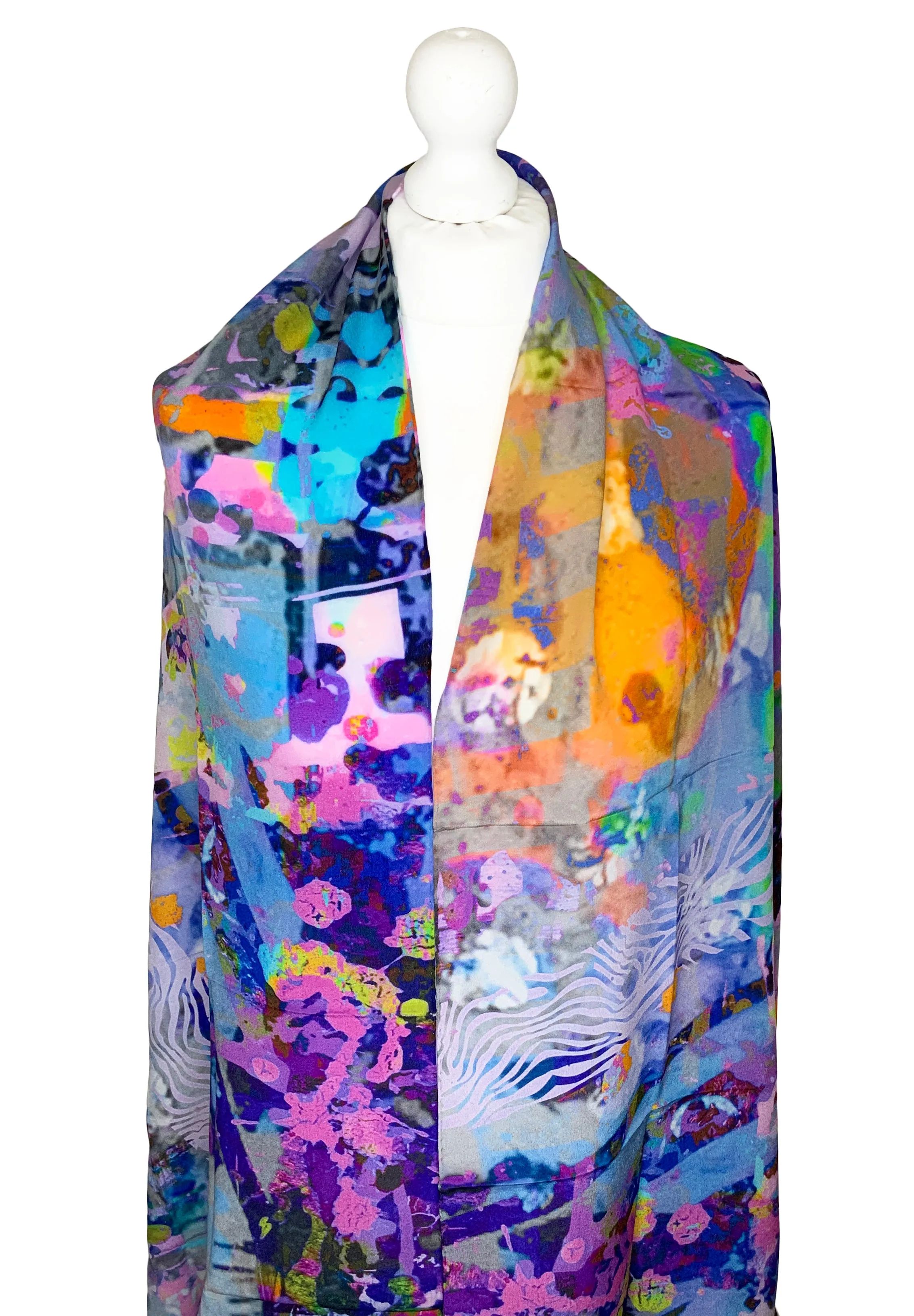 Rectangle 100% Silk Scarf by Clare O Connor - Irish Artist