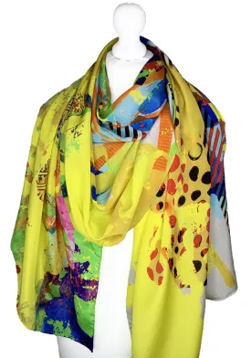 Rectangle 100% Silk Scarf by Clare O Connor - Irish Artist