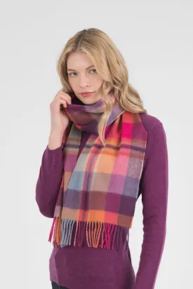 Square Check Cashmere Scarf - Orient Ginger