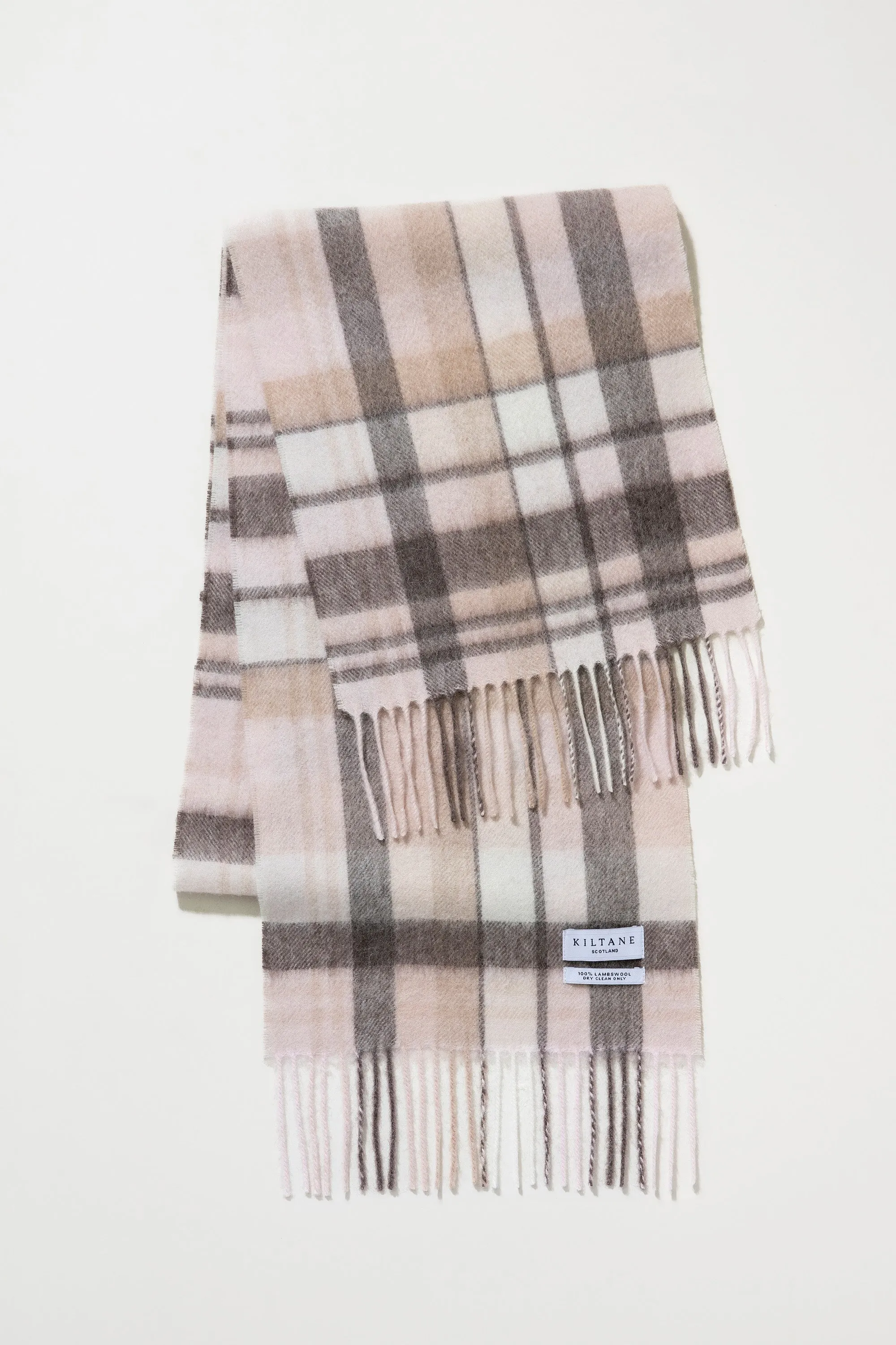 Square Check Lambswool Scarf - Natural