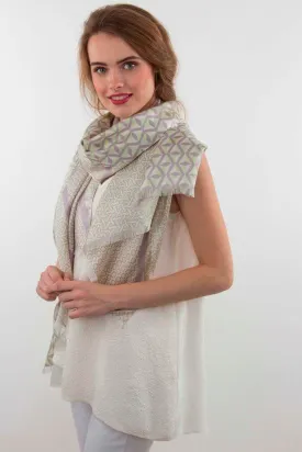 Symphony of Shapes Black and White Silk Pashmina Twill