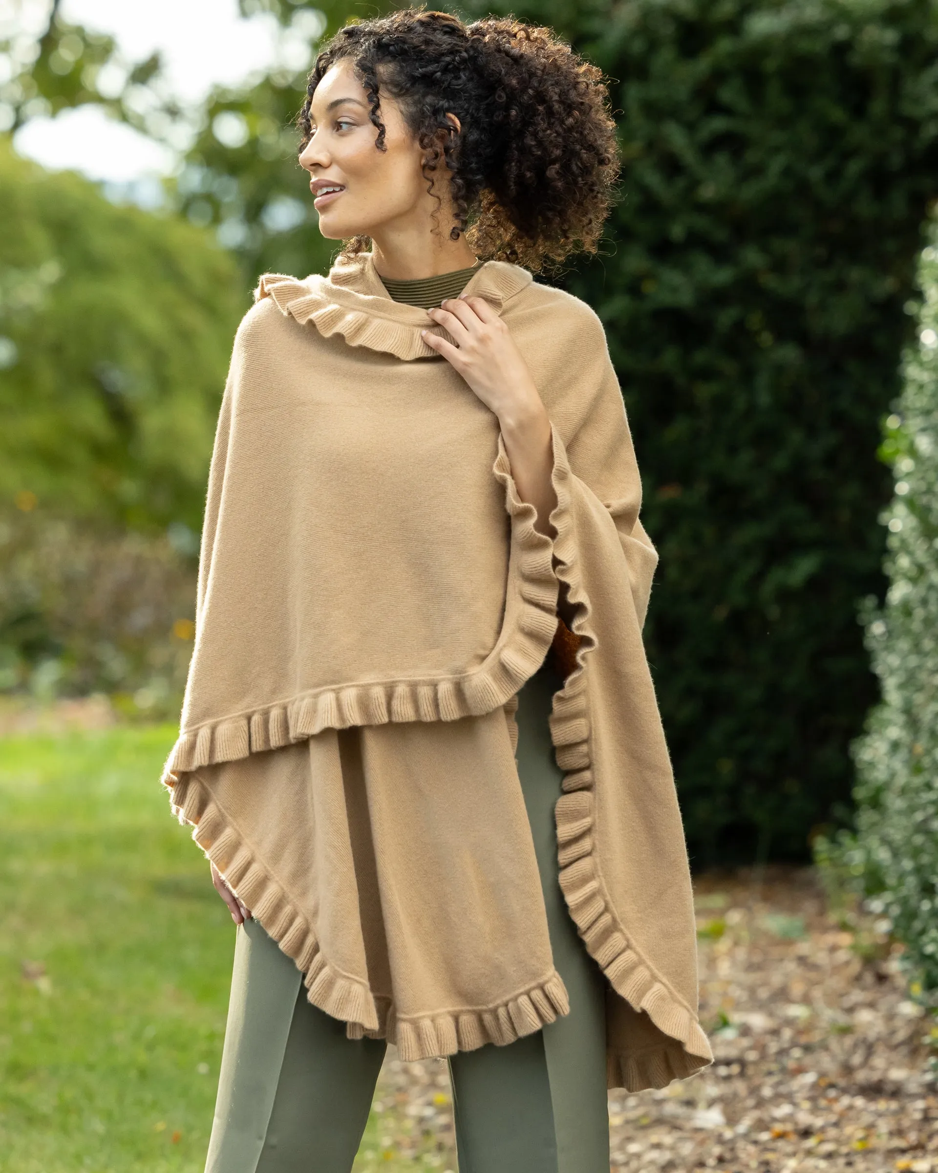 Volant Knitted Cashmere Cape