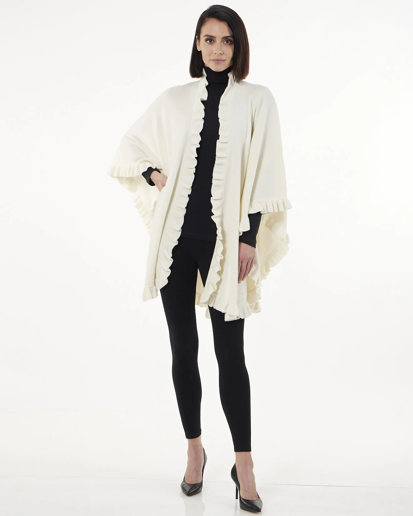 Volant Knitted Cashmere Cape