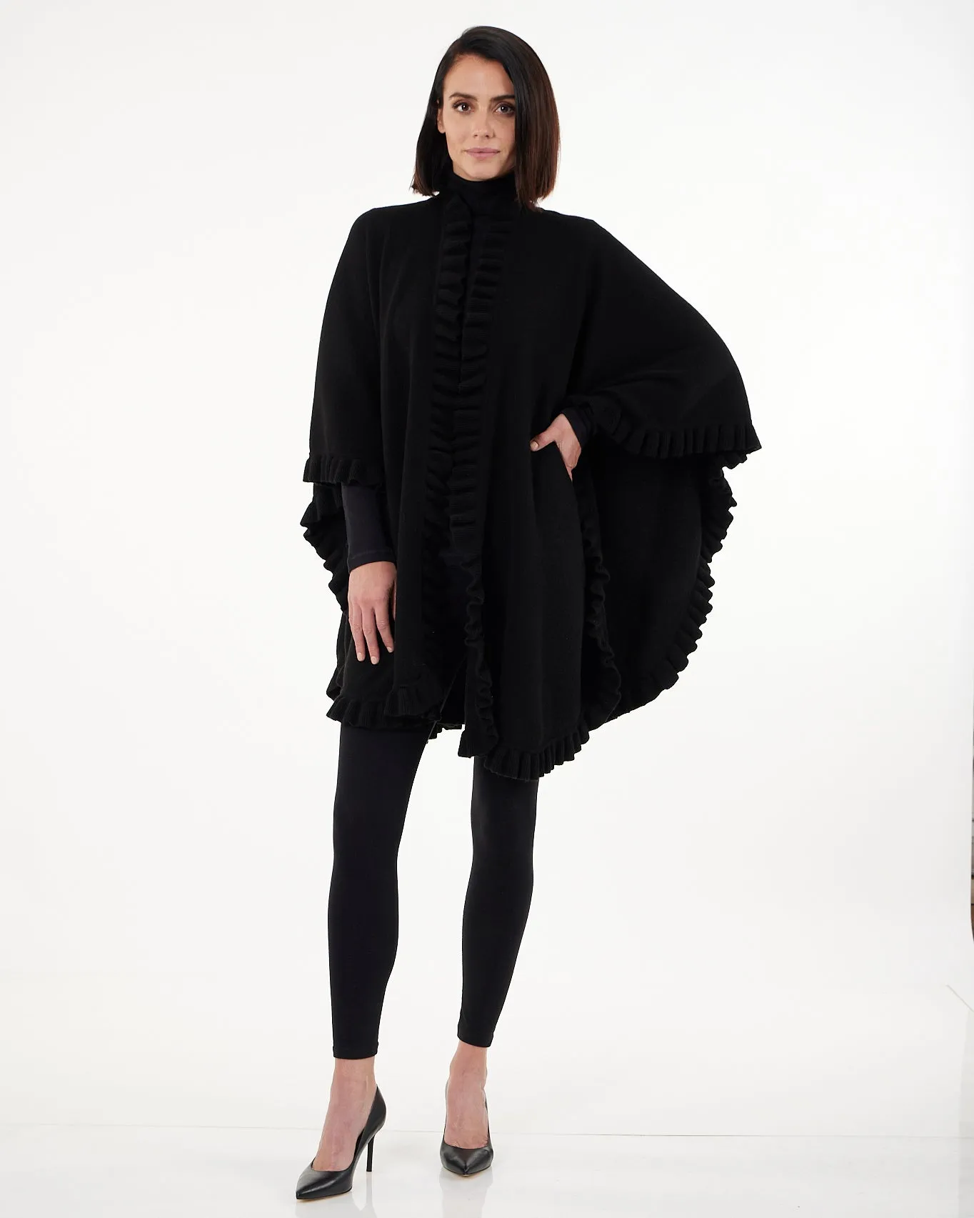 Volant Knitted Cashmere Cape