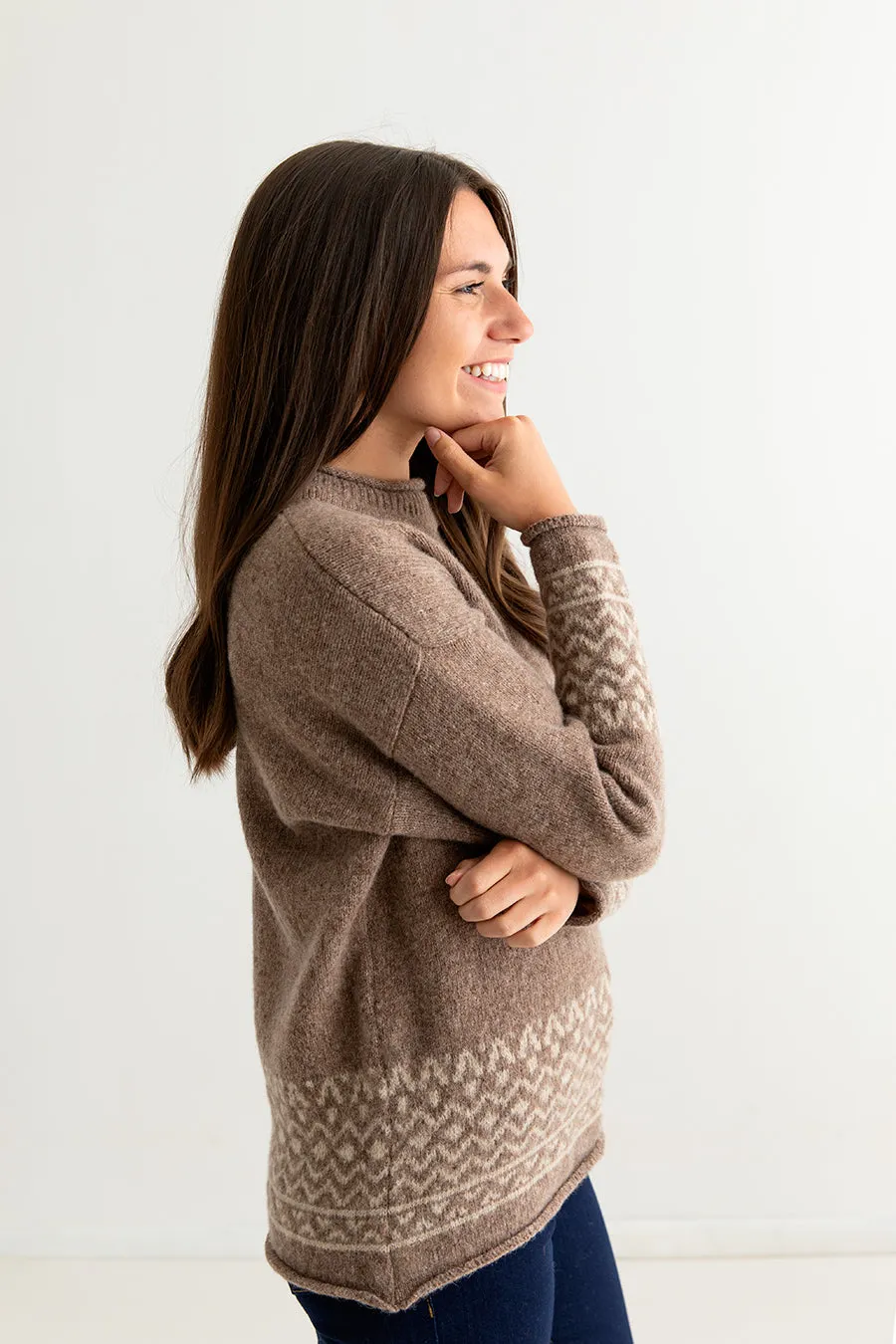 Womens Braemar Fair Isle Jumper - Brown