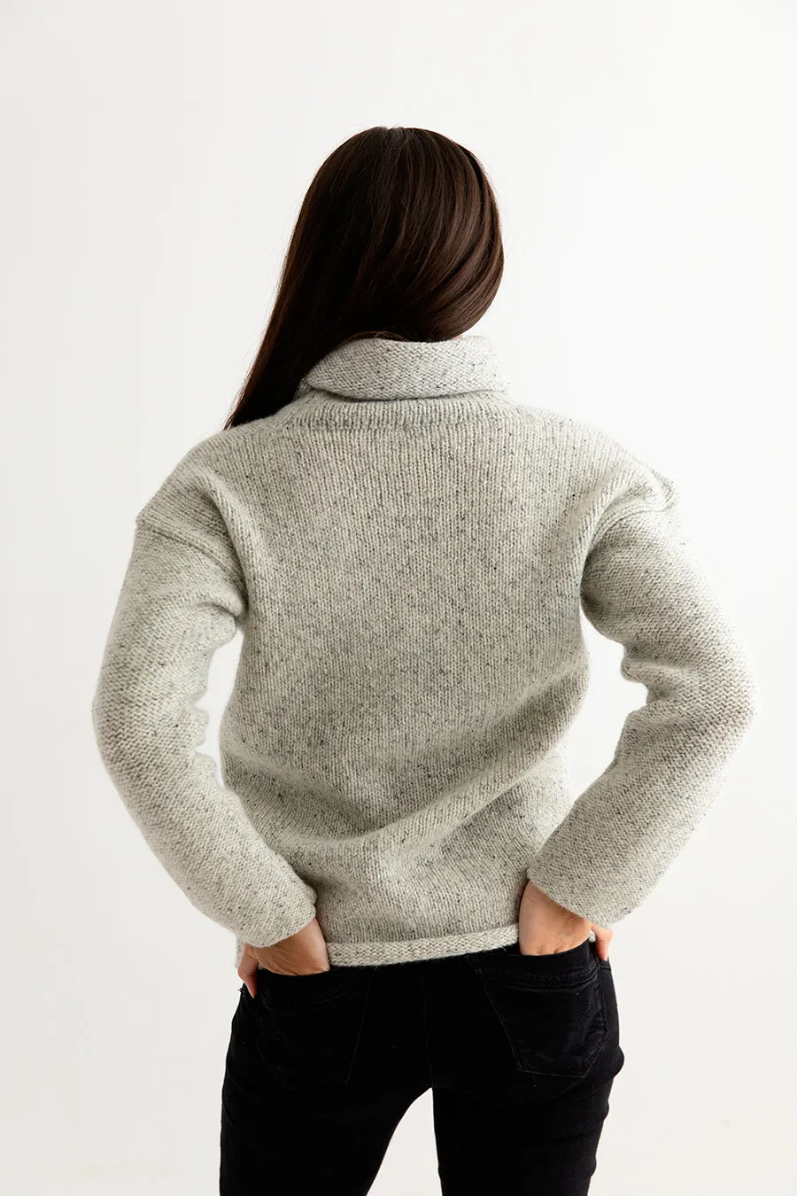 Womens Chunky Cowl neck jumper - Light limestone