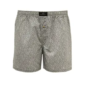 Woven Cotton Boxer Shorts Petrol Leaves