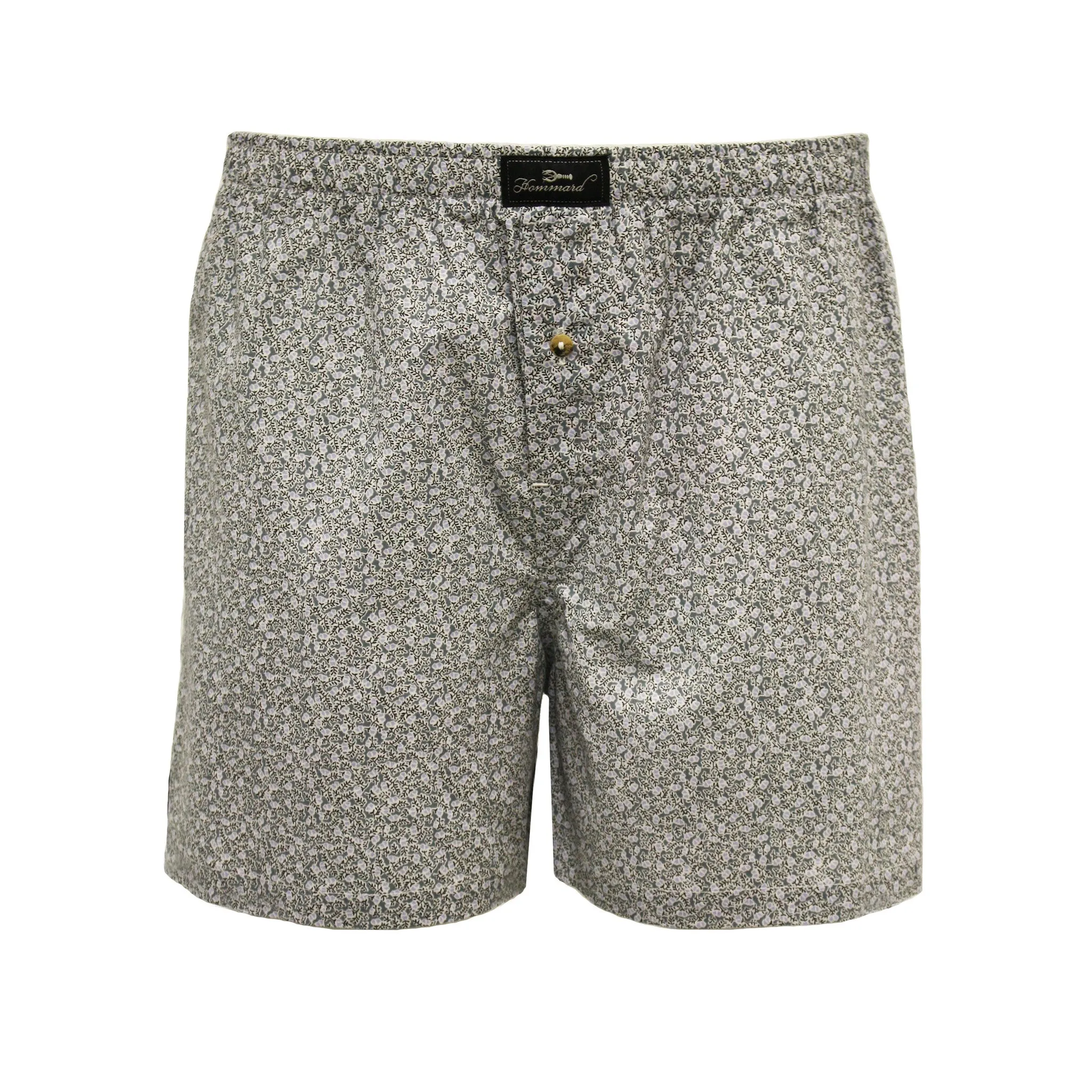 Woven Cotton Boxer Shorts Petrol Leaves